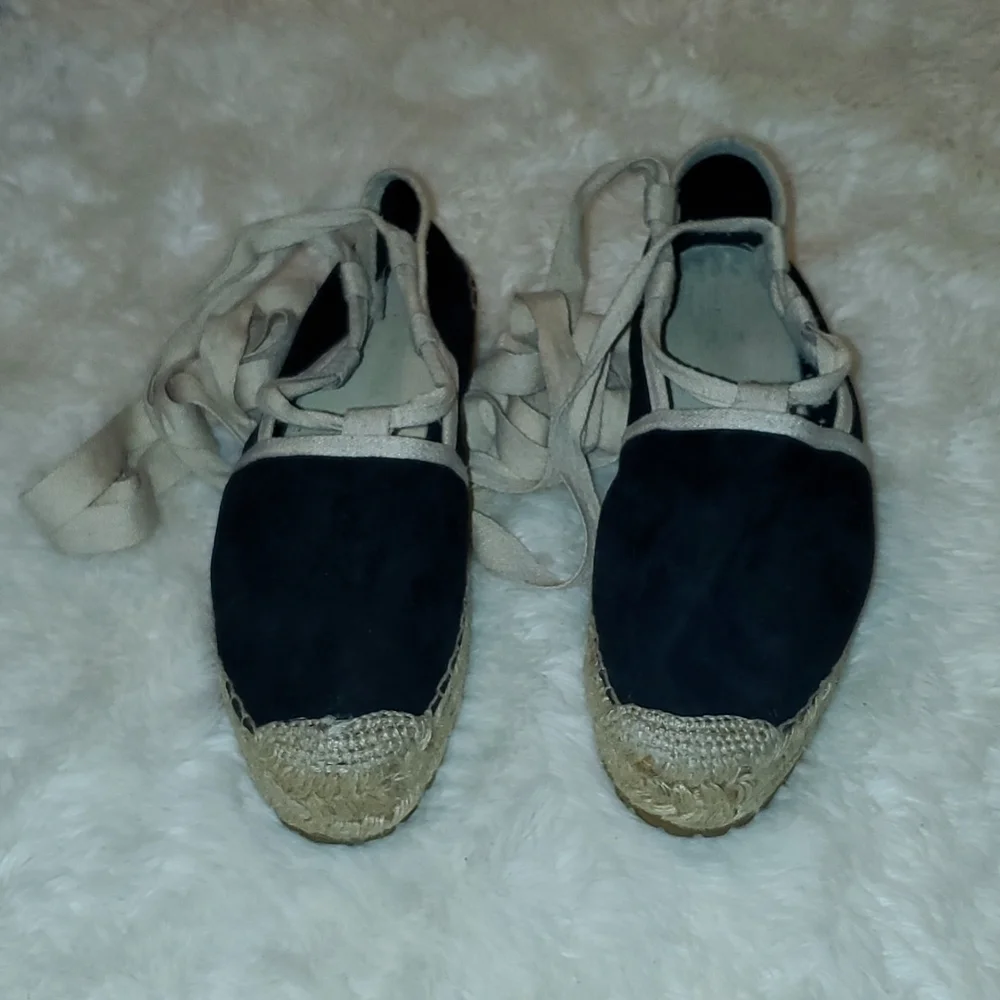 Ralph lauren suede‎ lace-up platform espadrilles